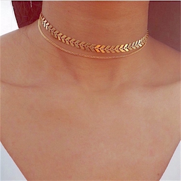 Double Layer Chevron Choker Necklace - Picture 3 of 5